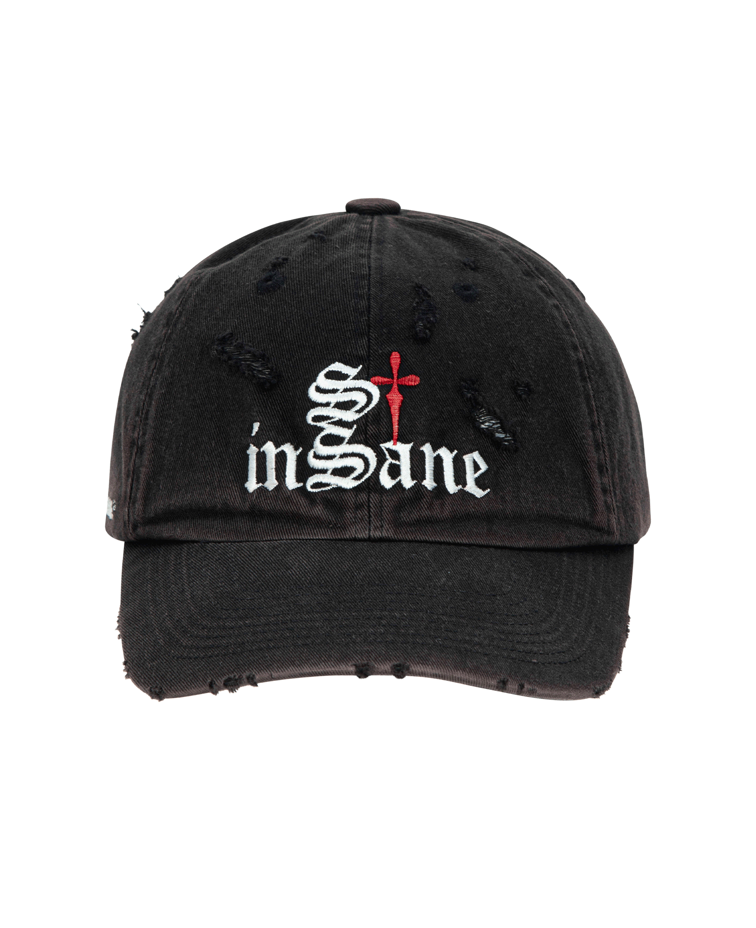 INSANE CROSS GRUNGE BALL CAP_BLACK