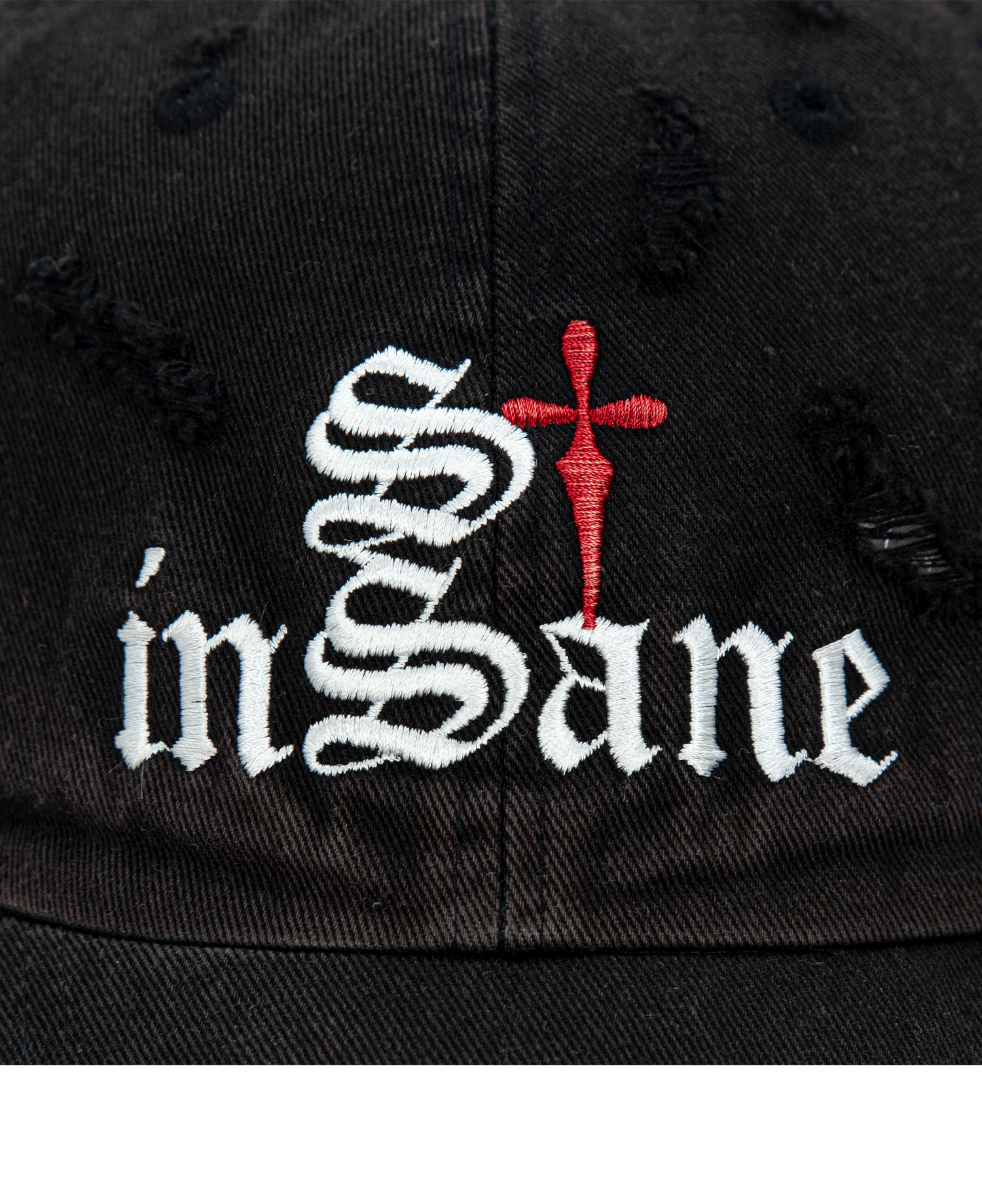 INSANE CROSS GRUNGE BALL CAP_BLACK