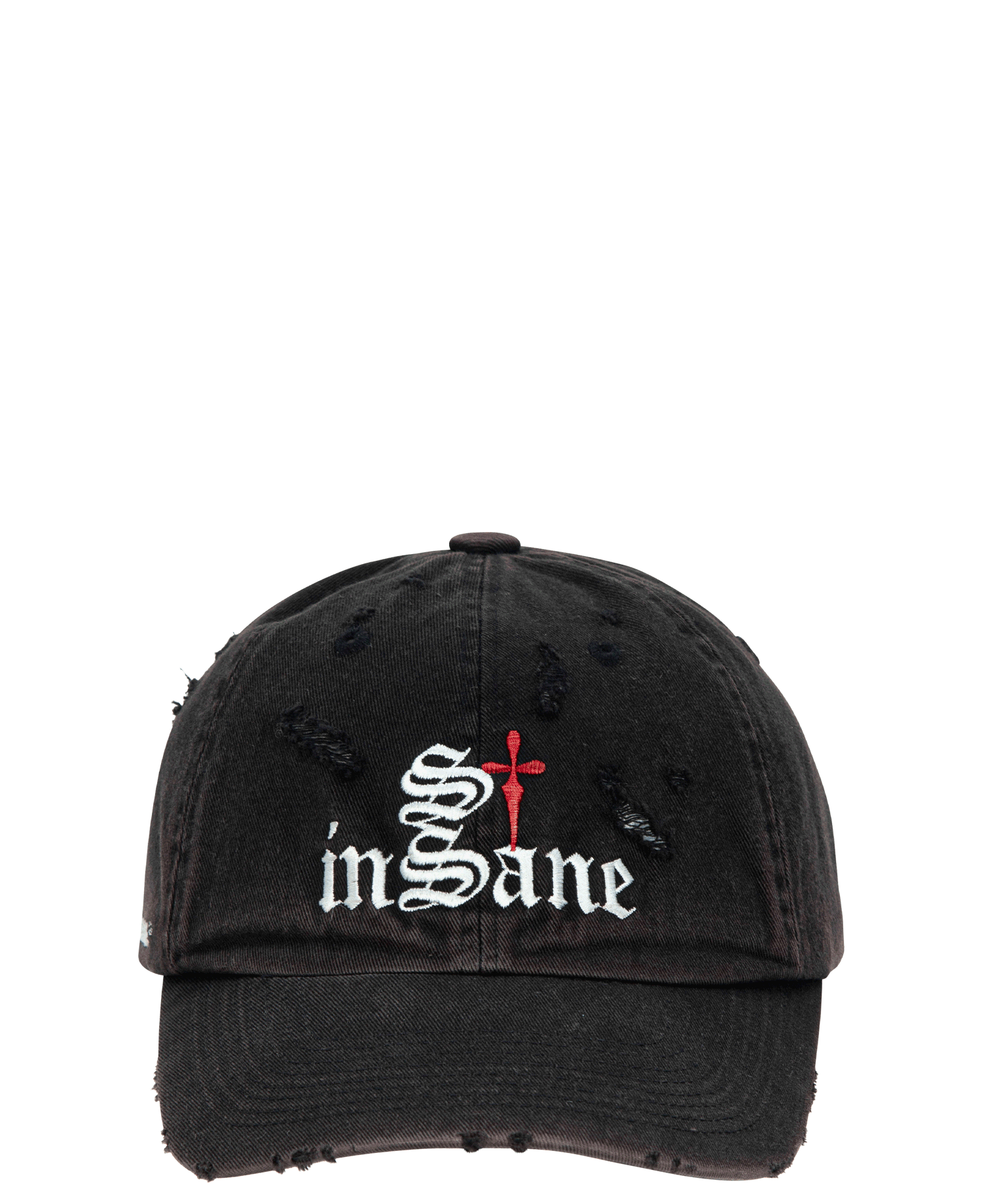 INSANE CROSS GRUNGE BALL CAP_BLACK