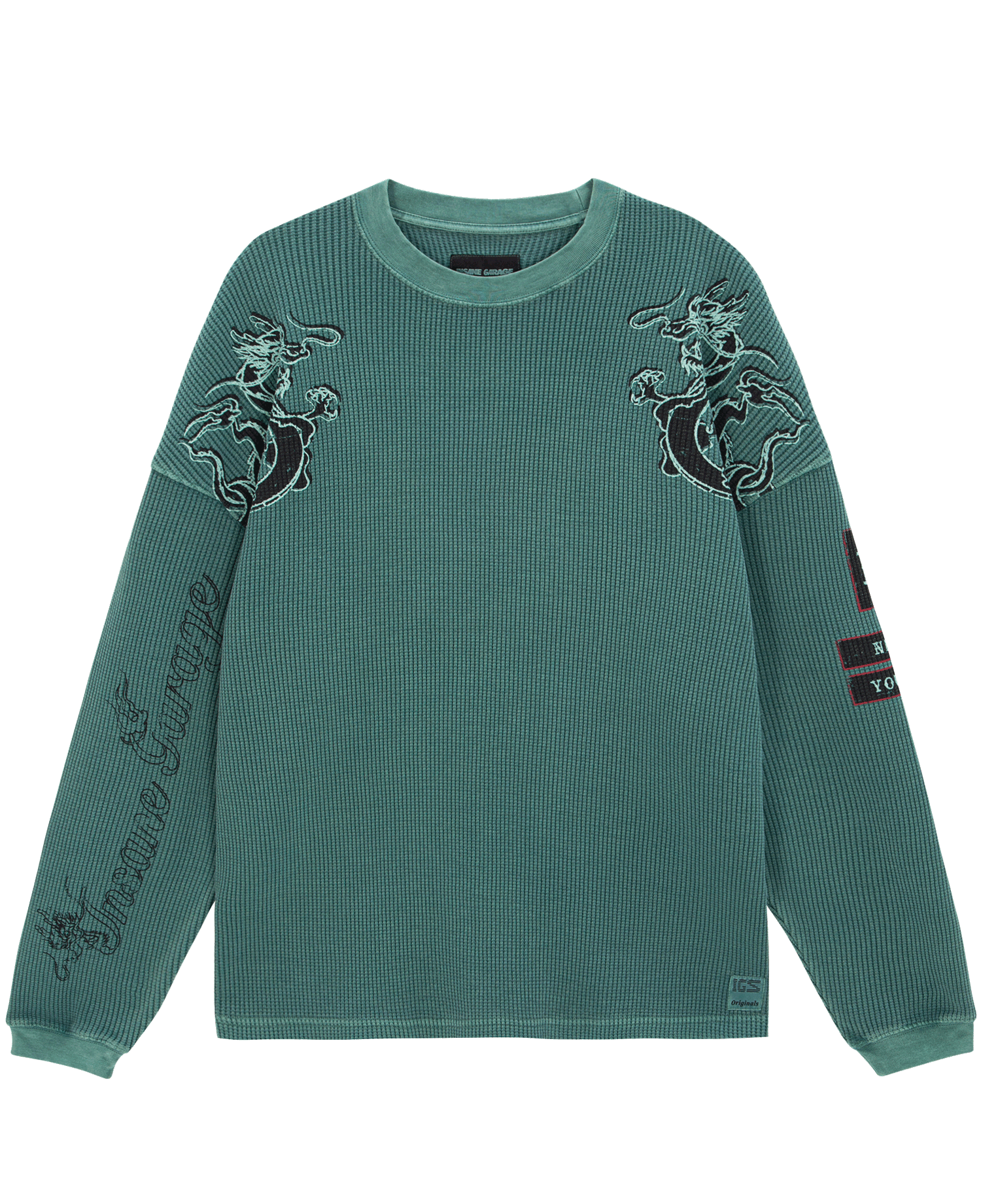 INSANE WAFFLE GRAPHIC LONG SLV_TEAL