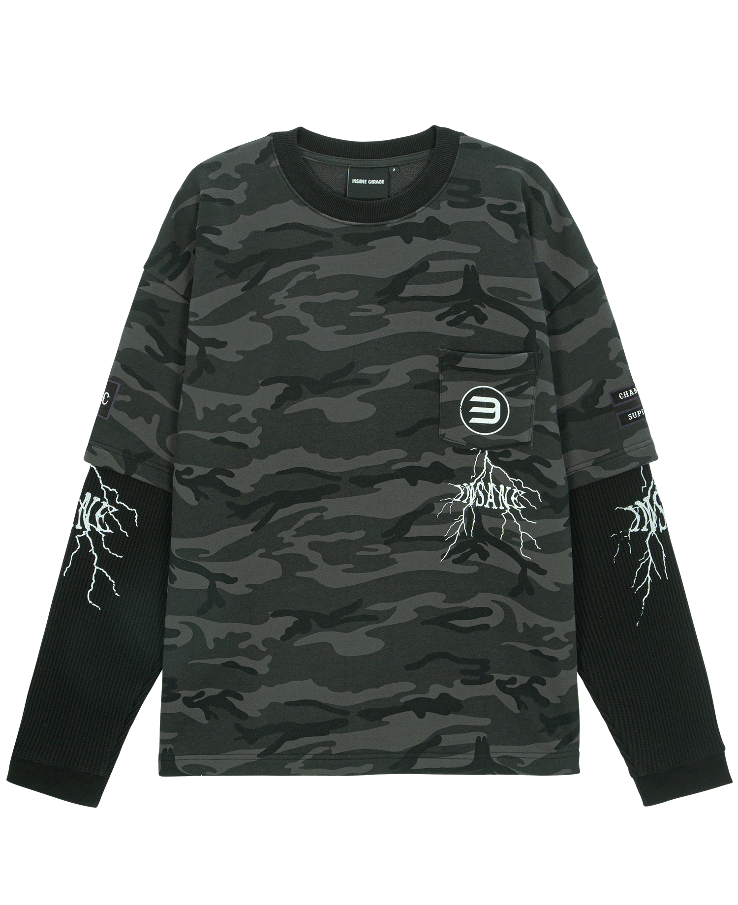 INSANE WAFFLE LAYERED CAMO LONG SLV_BLACK