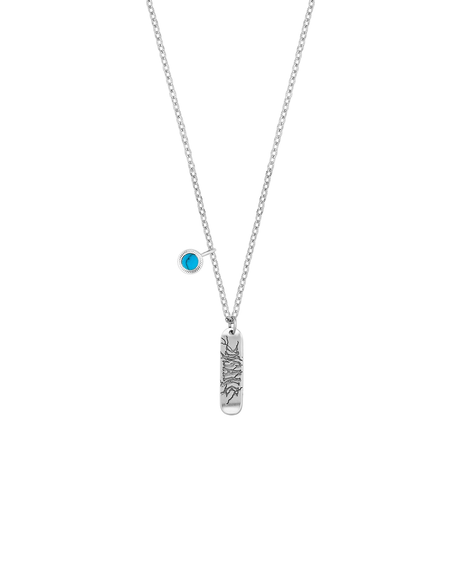 INSANE TURQUOISE SKATEBOARD NECKLACE_SILVER