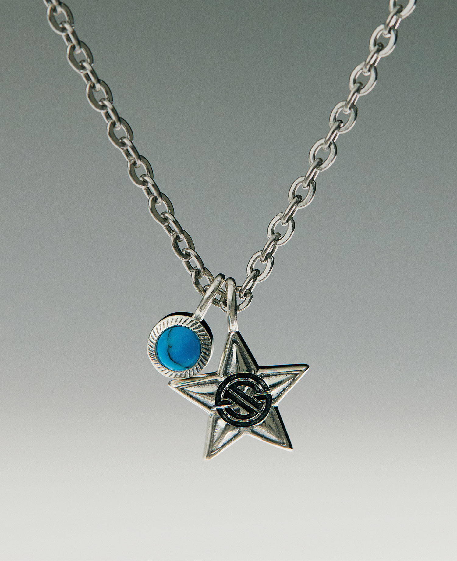 INSANE TURQUOISE EMBLEM STAR NECKLACE_SILVER
