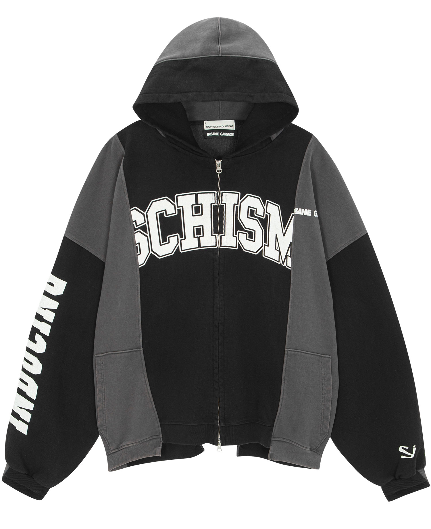 FAKE REWORKED ZIP UP HOODIE_CHARCOAL