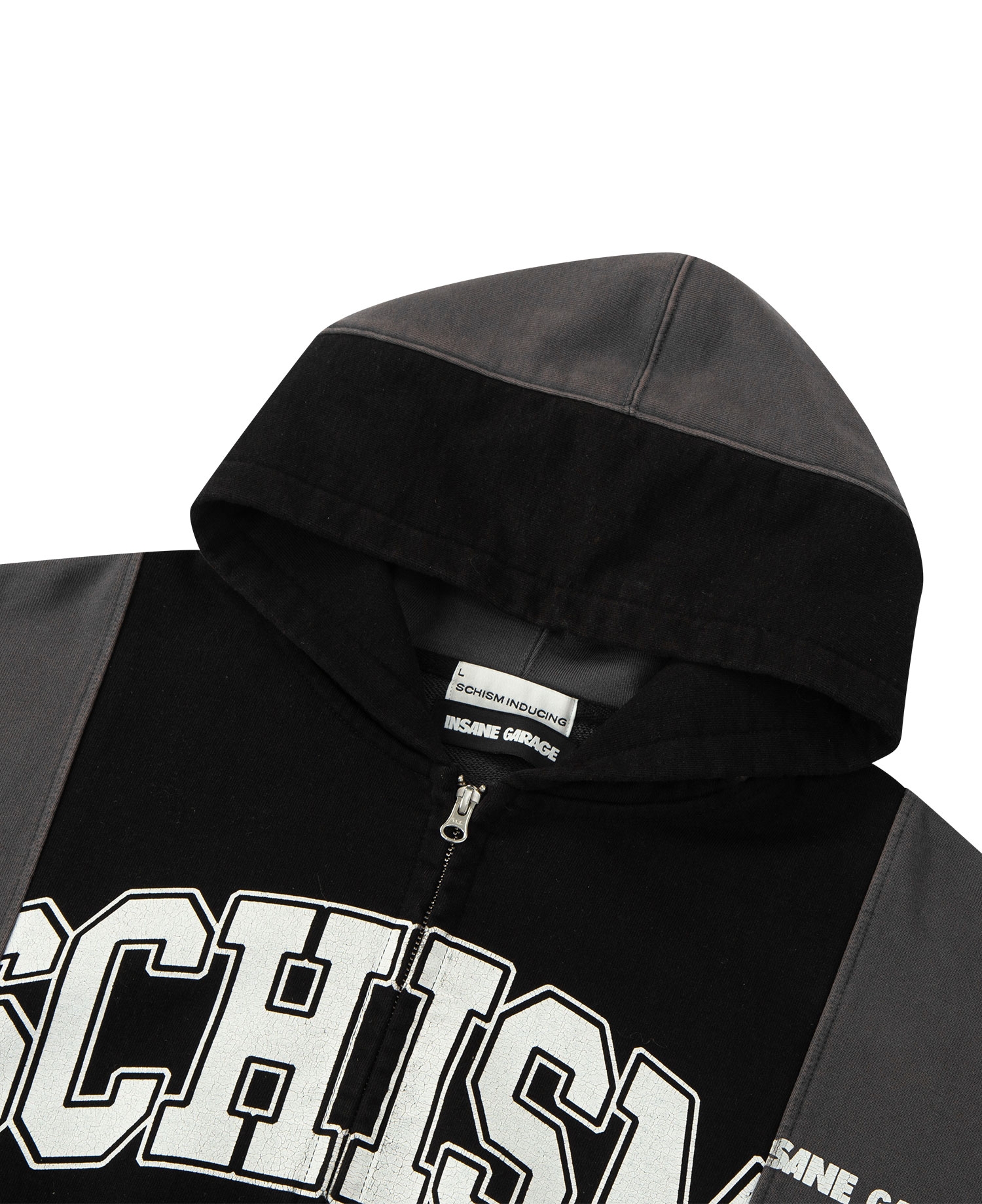 FAKE REWORKED ZIP UP HOODIE_CHARCOAL