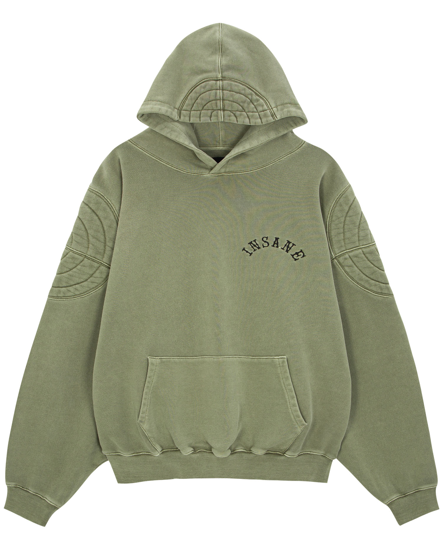 INSANE PADDED SHOULDER HOODIE_OLIVE