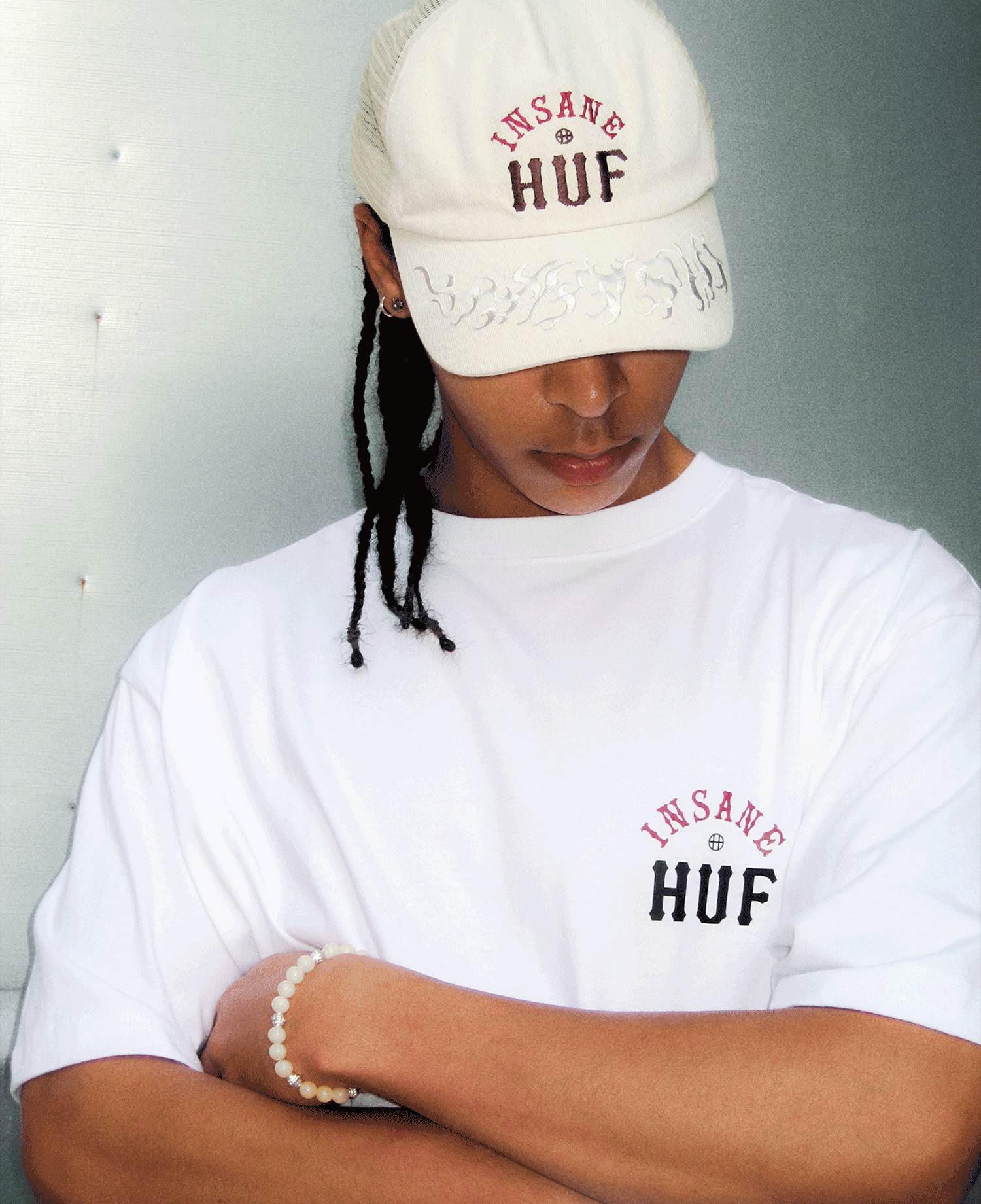 HUF X INSANE GARAGE TRUCKER CAP_IVORY