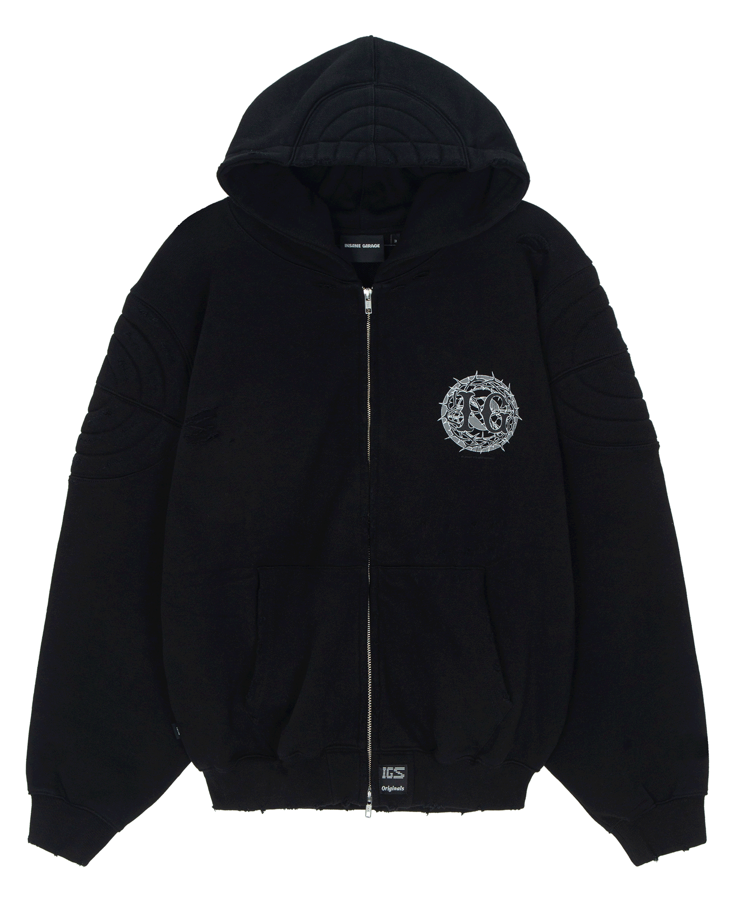 INSANE PANTHER SCRATCH ZIP FRONT HOODIE_BLACK