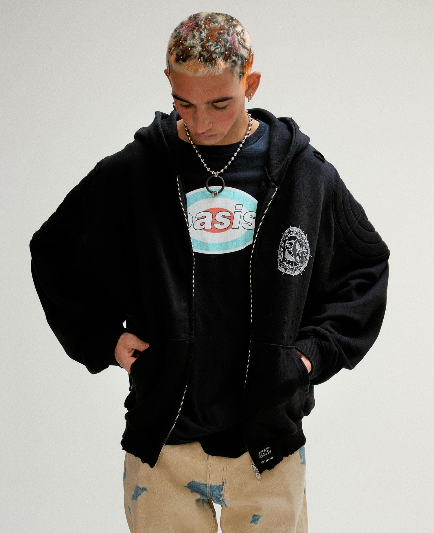 INSANE PANTHER SCRATCH ZIP FRONT HOODIE_BLACK