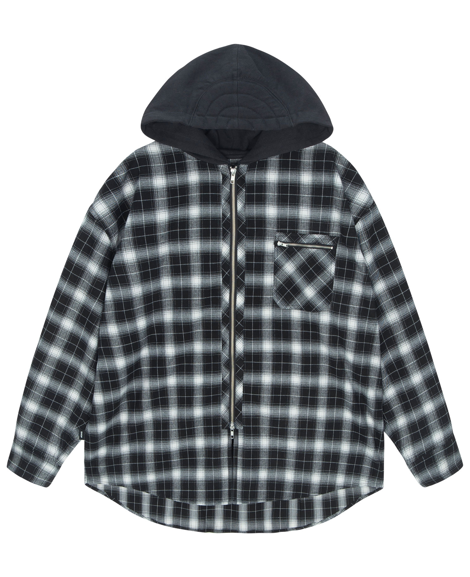 INSANE FLANNEL PADDED HOODIE SHIRT_BLACK