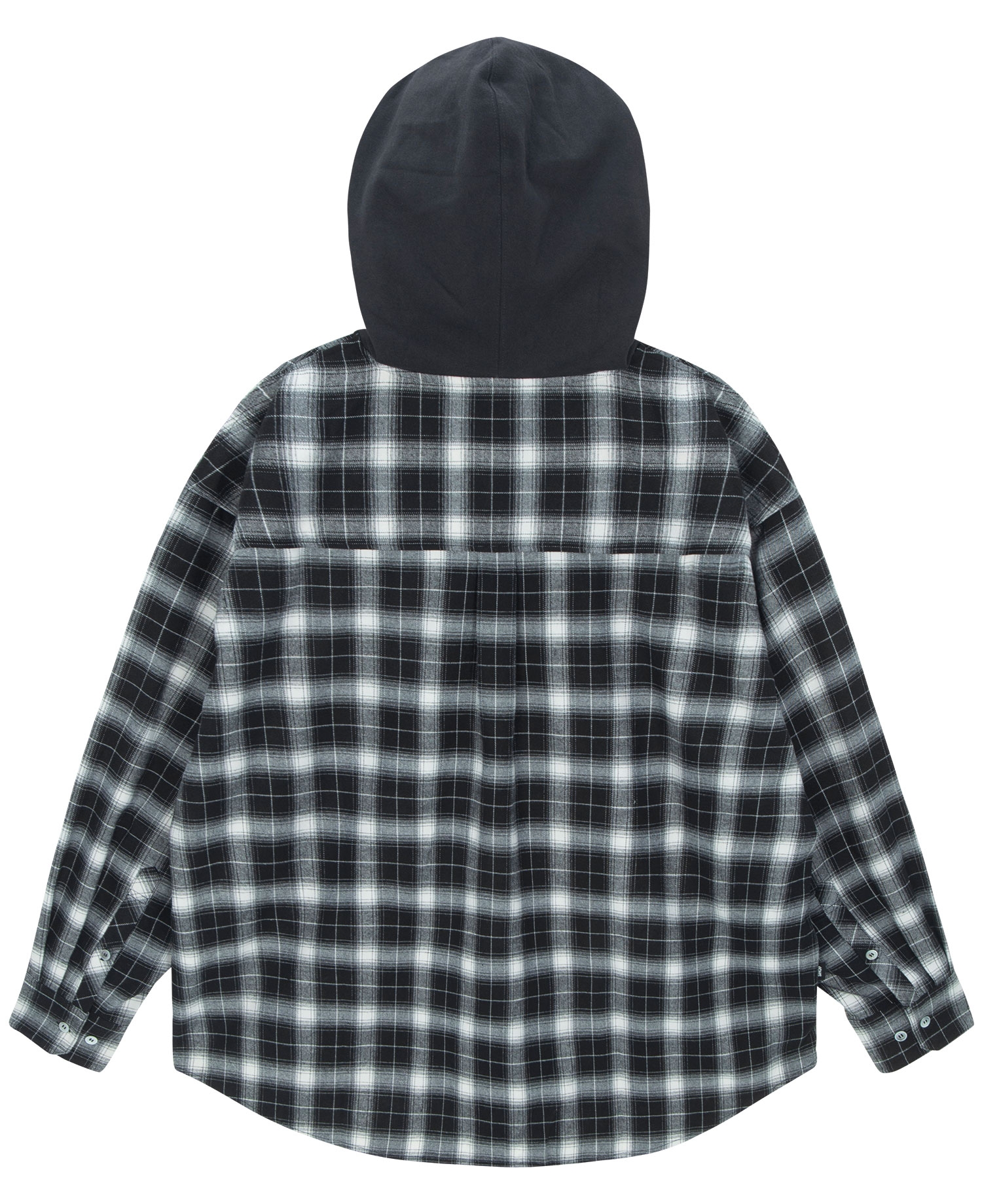 INSANE FLANNEL PADDED HOODIE SHIRT_BLACK