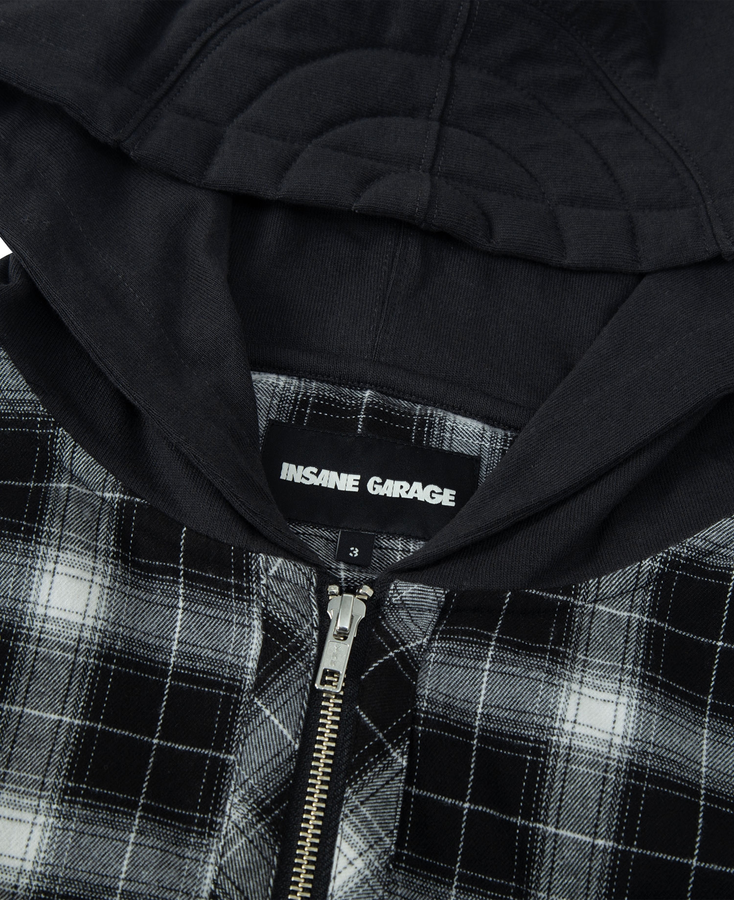 INSANE FLANNEL PADDED HOODIE SHIRT_BLACK