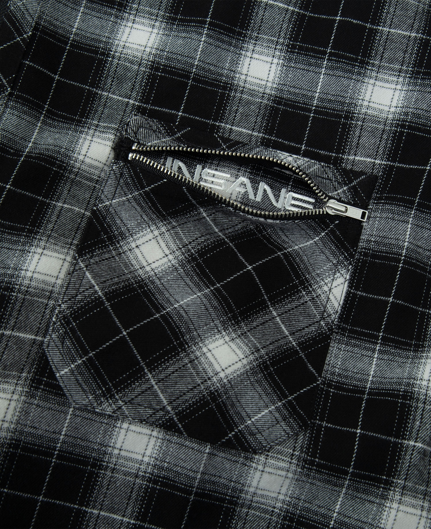 INSANE FLANNEL PADDED HOODIE SHIRT_BLACK