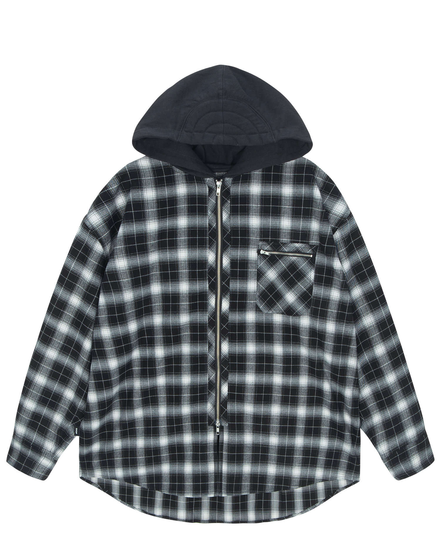 INSANE FLANNEL PADDED HOODIE SHIRT_BLACK