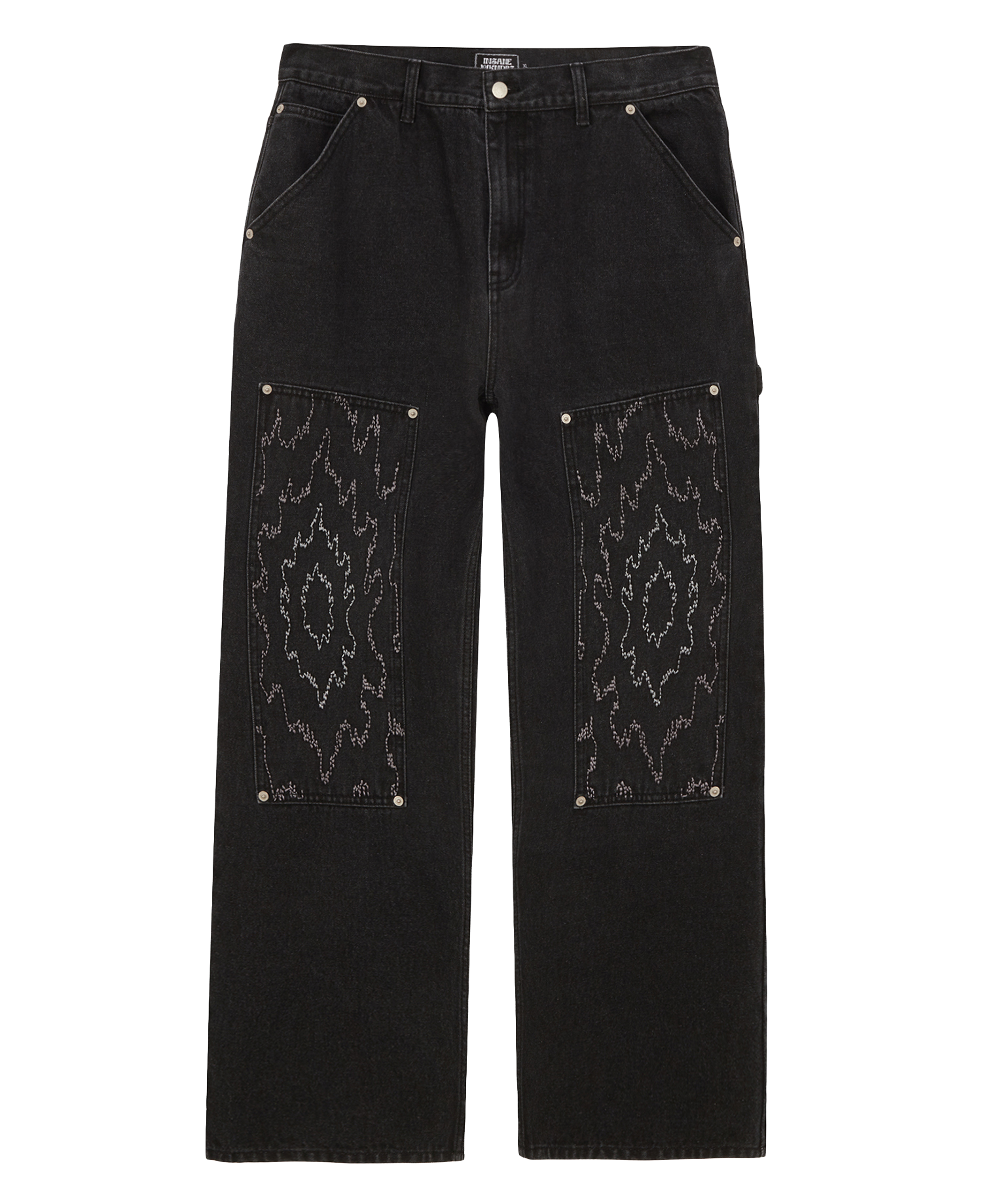 [WKNDRS] FLAME DOUBLE KNEE PANTS_BLACK