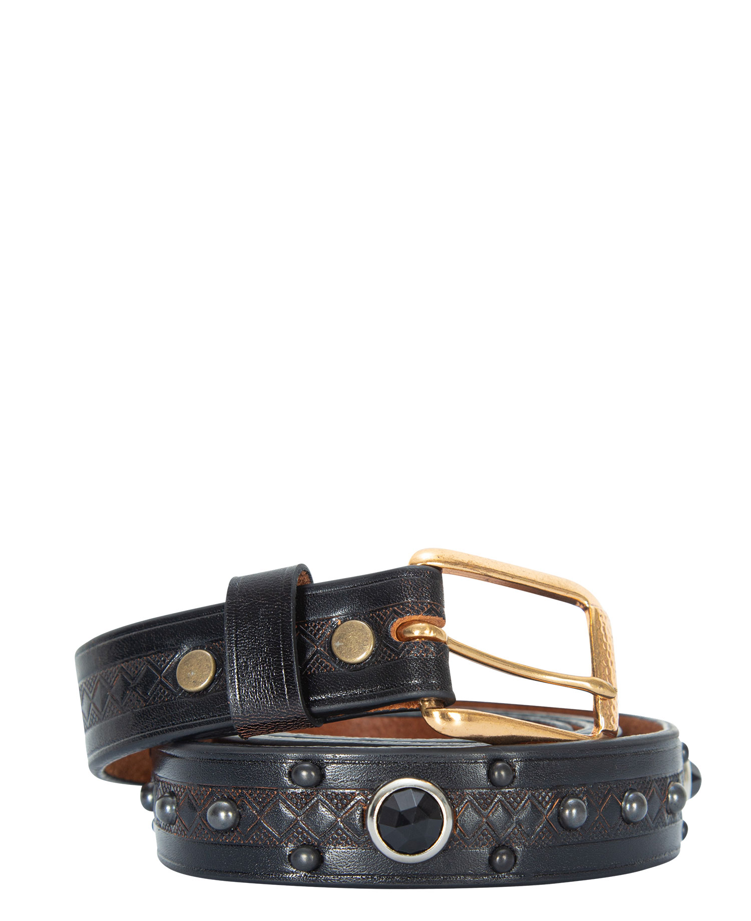 INSANE BLACK STONED CUSTOM BELT_BLACK