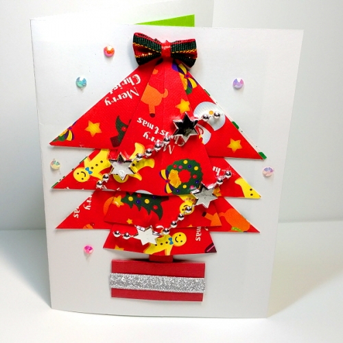 종이접기패키지 diy 트리 장식 x마스 크리스마스 빨강 트리 카드 만들기세트