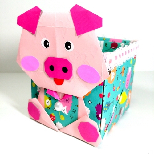 종이접기패키지 diy 동물 분홍 돼지 연필꽂이 만들기세트