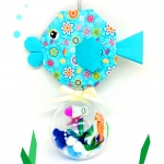여름 투명볼 하늘색 물고기 종이접기 모빌 만들기세트