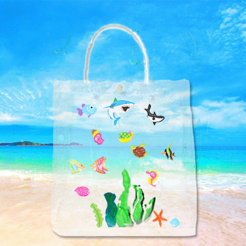 여름 투명 비치백 가방 만들기재료 세트 바다스티커 포함
