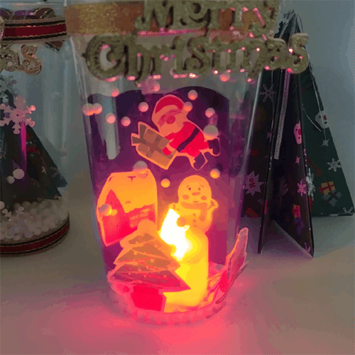 led 촛불 투명컵 크리스마스 풍경 스티커 만들기재료 세트