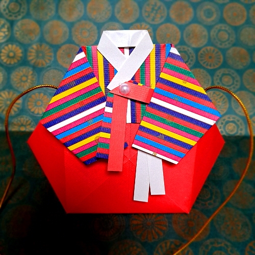 종이접기 전통 명절 설날 새해 한복 복주머니 가방 만들기재료 세트, 색동