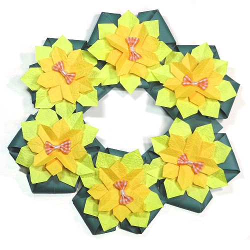 종이접기패키지 봄 노랑 꽃리스 만들기재료 세트