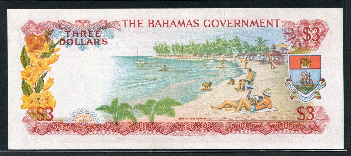 바하마 Bahamas 1965 3 Dollars P19a 준미사용