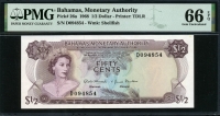 바하마 Bahamas 1968 1/2 Dollar P26a PMG 66 EPQ 완전미사용