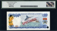 바하마 Bahamas 1968 Specimen 100 Dollars P33s(CS2) Legacy 66 PPQ 완전미사용