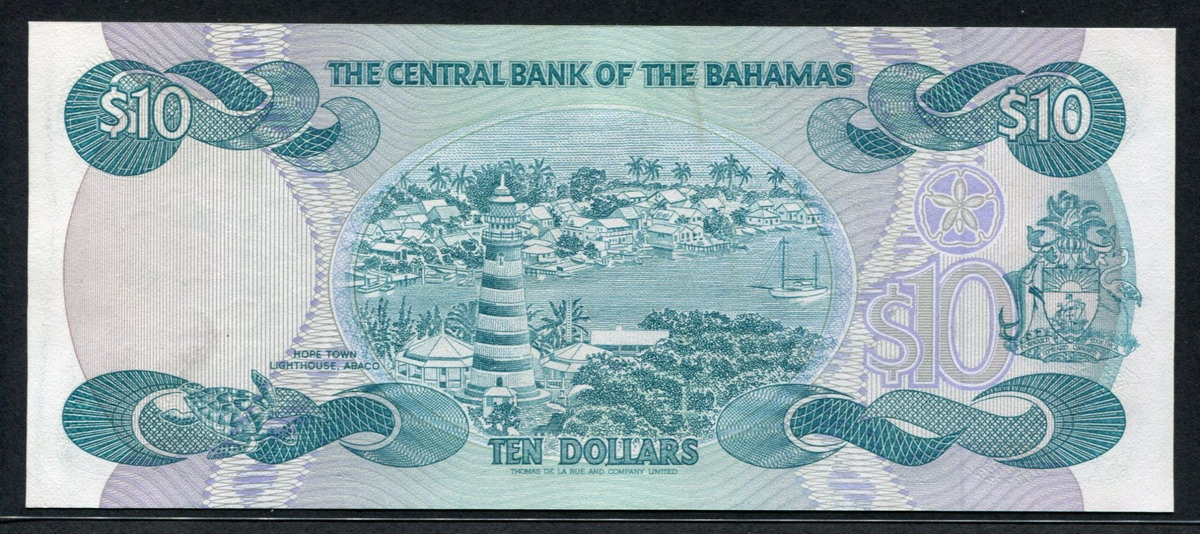바하마 Bahamas 1974 ( 1984 ) 10 Dollars P46a Signature W. C. Allen 극미품+