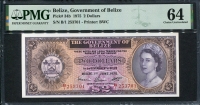 벨리즈 Belize 1975 2 Dollars P34b PMG 64 미사용