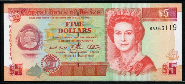 벨리즈 Belize 1996 5 Dollars P58 미사용