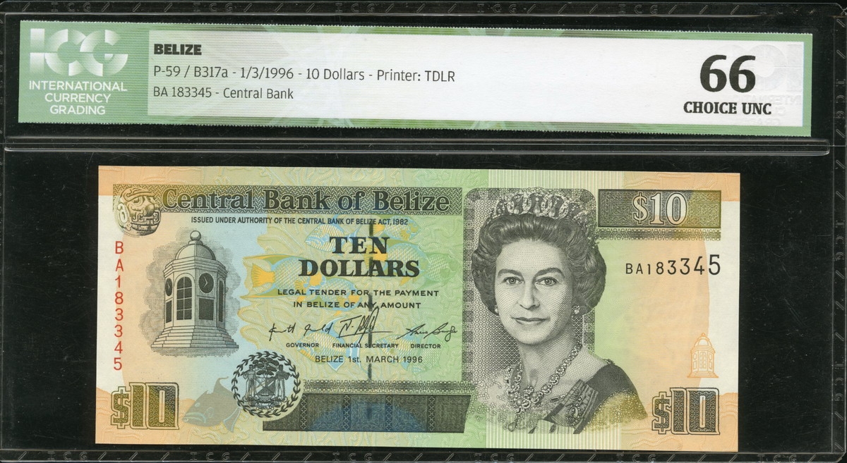 벨리즈 Belize 1996 10 Dollars P59 ICG 66 완전미사용