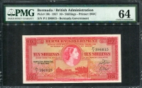 버뮤다 Bermuda 1957 10 Shillings P19b PMG 64 미사용