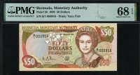 버뮤다 Bermuda 1989 50 Dollars, P38 빠른번호 916 PMG 68 EPQ 완전미사용 고등급