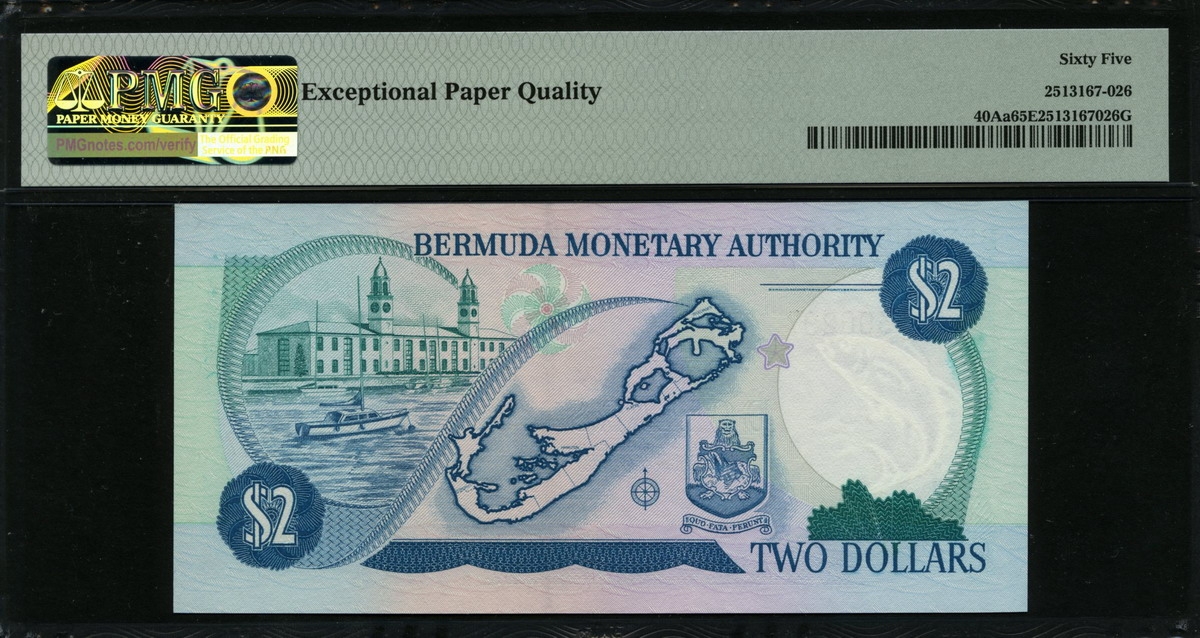 버뮤다 Bermuda 1996 2 Dollars P40Aa PMG 65 EPQ 완전미사용