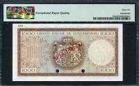 룩셈부르크 Luxembourg 1963(1982) 1000 Francs P52Bs Specimen PMG 65 EPQ 완전미사용