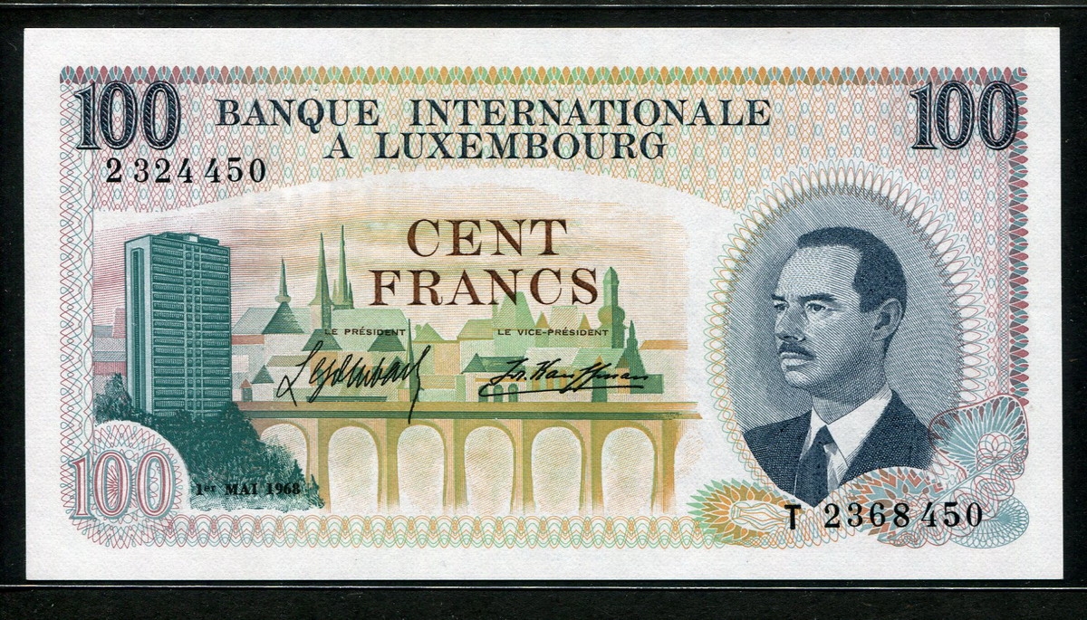 룩셈부르크 Luxembourg 1968 100 Francs P14 미사용