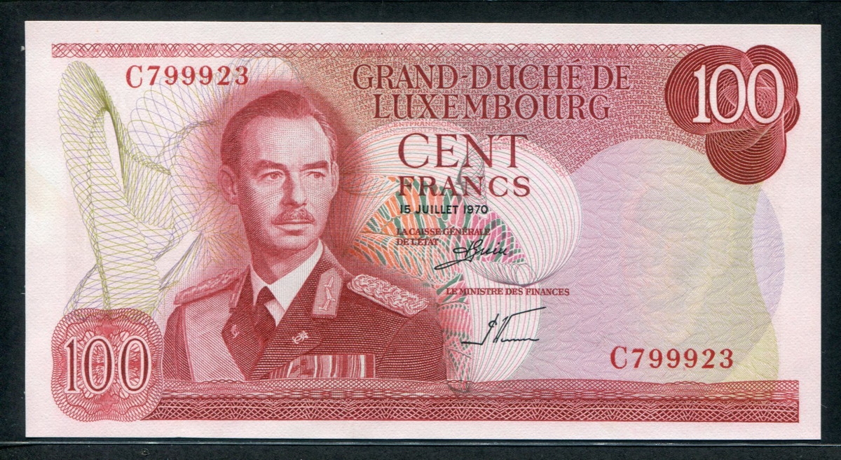 룩셈부르크 Luxembourg 1970 100 Francs P56 미사용(-)