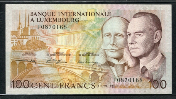 룩셈부르크 Luxembourg 1981 100 Francs P14A 미사용