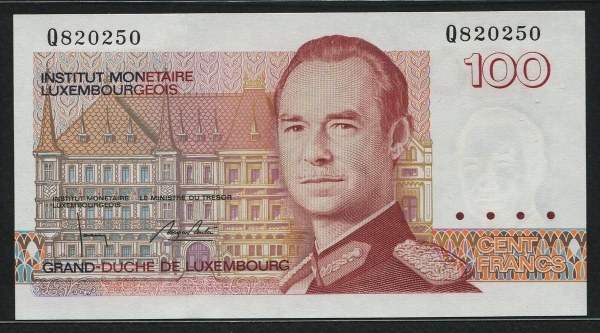 룩셈부르크 Luxembourg 1986 100 Francs P58b 미사용