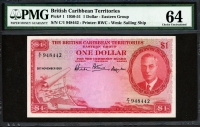 영국령 카리브해 지역 British Caribbean Territories 1950-1951 1 Dollar P1 PMG 58 준미사용
