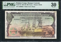 벨기에령 콩고 Belgian Congo 1957-1959 500 Francs P34 PMG 30 미품 ( Minor Ink )