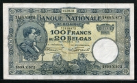 벨기에 Belgium 1931 100 Francs-20Belgas P102 미품