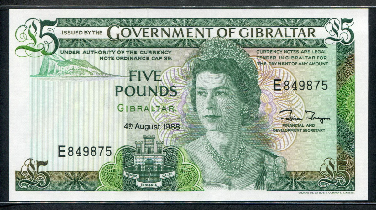 지브롤터 Gibraltar 1988 5 Pounds P21 미사용