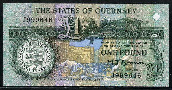 건지 Guernsey 1991 1 Pound, P52a 미사용