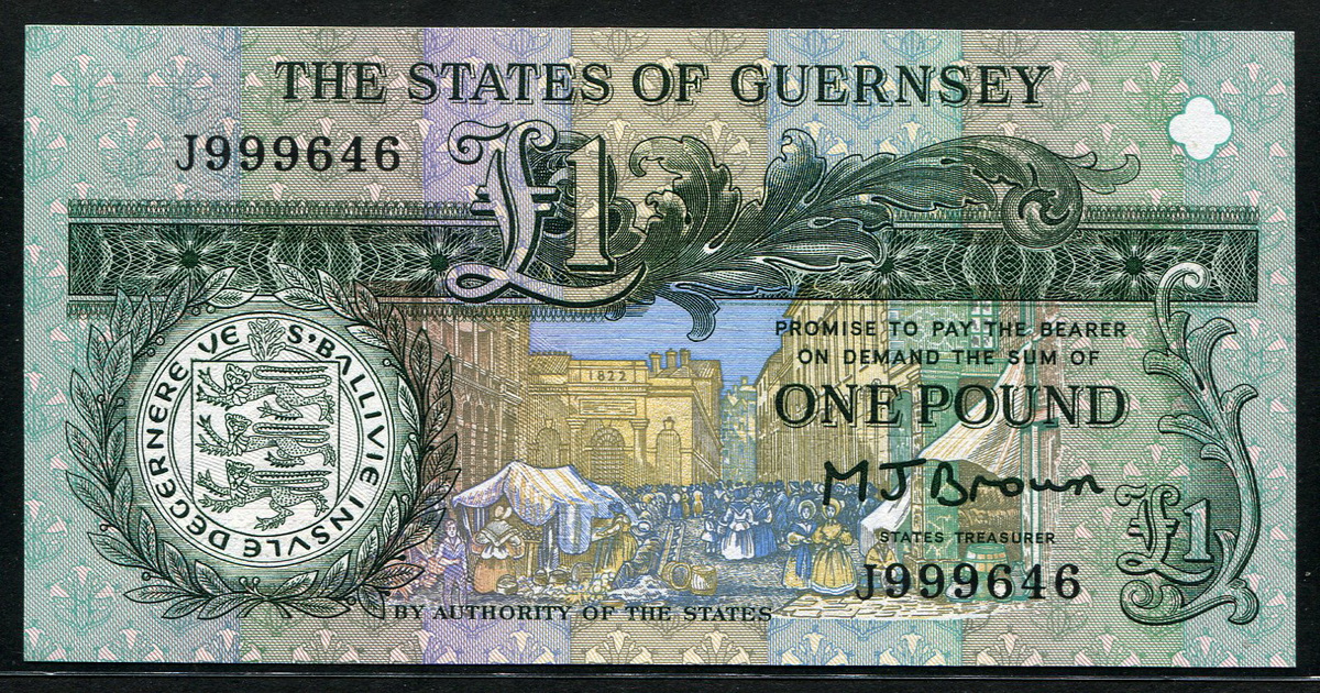 건지 Guernsey 1991 1 Pound, P52a 미사용