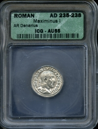 [고대 로마 주화] 🎀 AD 235-238 Maximinus I(막시미누스 1세) 데나리우스 은화 ICG AU 55 준미사용