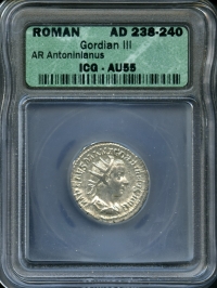 [고대 로마 주화] 🎀 AD 238-240 Gordian III(고르디아누스 3세) 안토니누스 화폐 ICG AU 55 준미사용